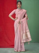 Organza Pink Party Wear Sequins Work Saree